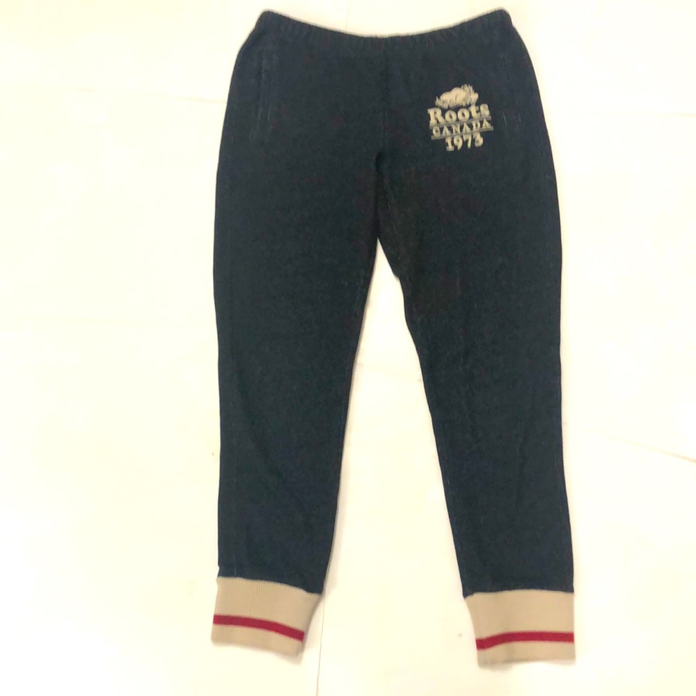 Roots Cabin S Sweatpants Dark Grey Elastic Waistband Drawstring Pocket Excellent